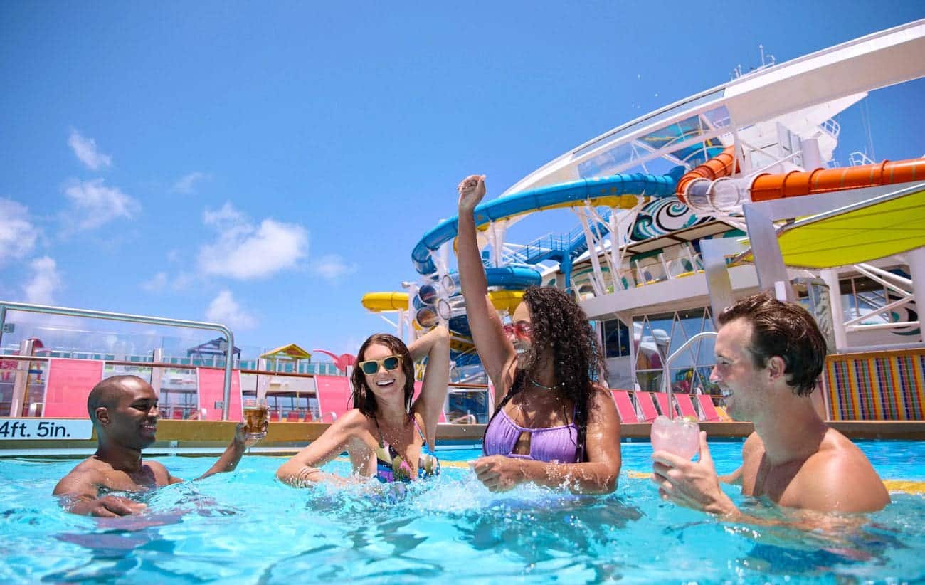 Guests enjoying pool fun on Utopia of the Seas