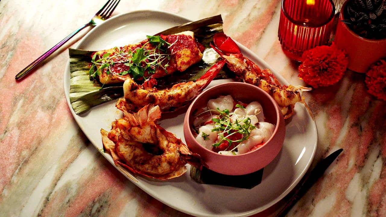 Pink Agave seafood dish on Scarlet Lady
