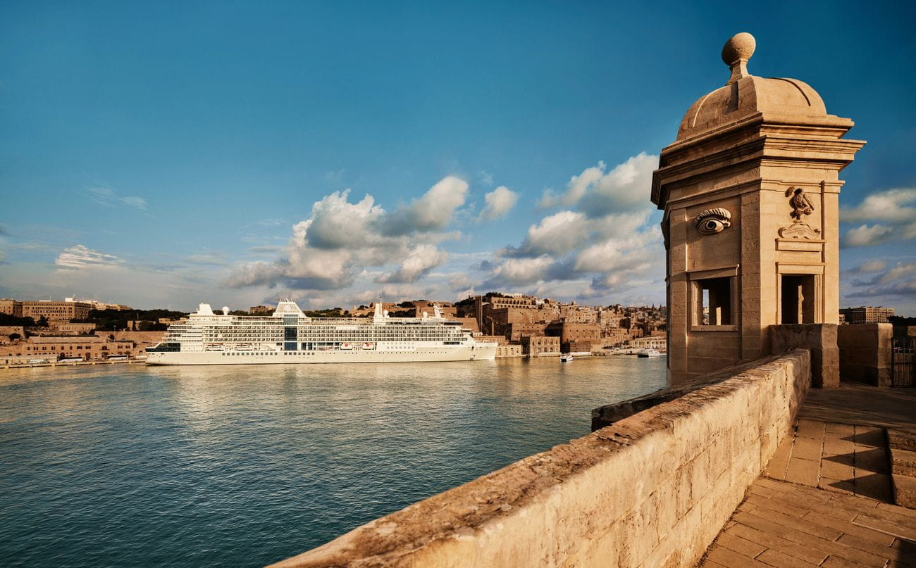 Silver Ray in Valletta Harbour beside historic Maltese fortifications