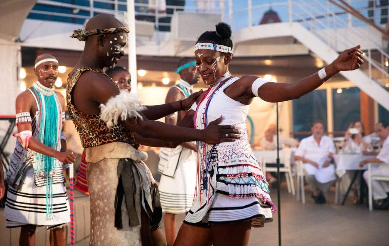 African dancers performing traditional choreography during White Night