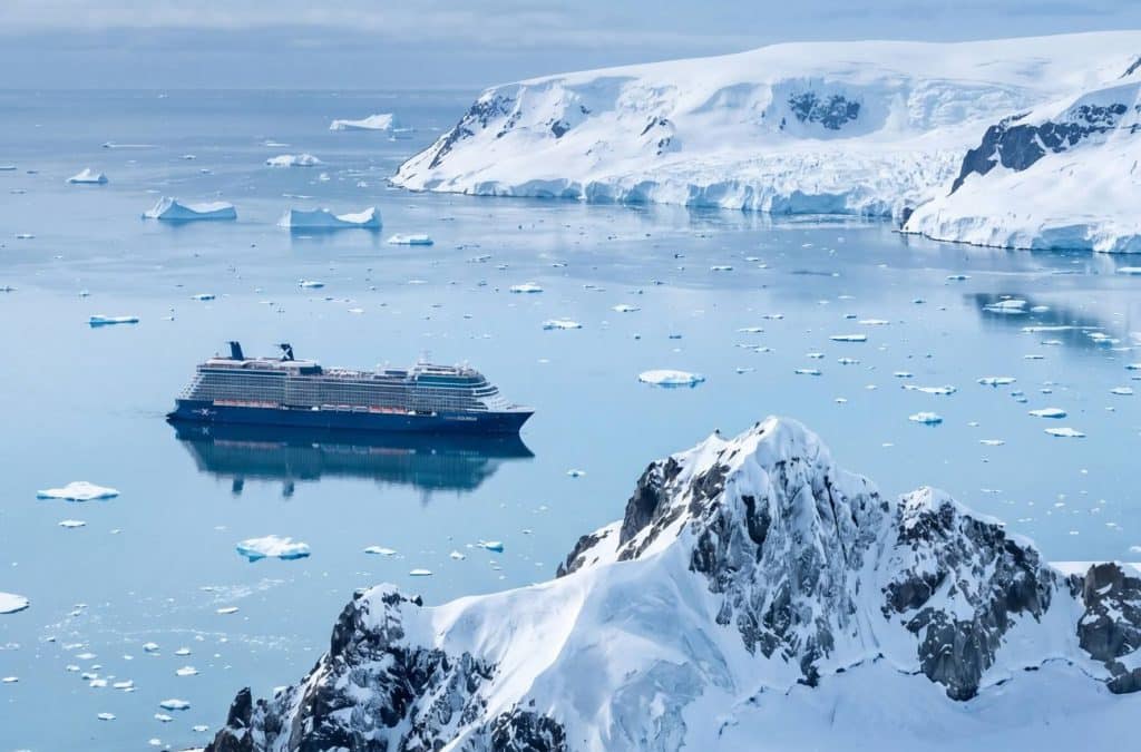 Celebrity Equinox among Antarctic ice during Celebrity Cruises 2028-2029 Itineraries