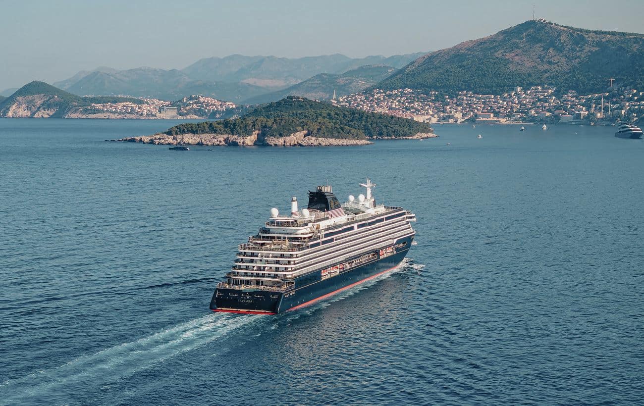 Explora Journeys ship EXPLORA I approaching Dubrovnik along Croatia’s Adriatic coast