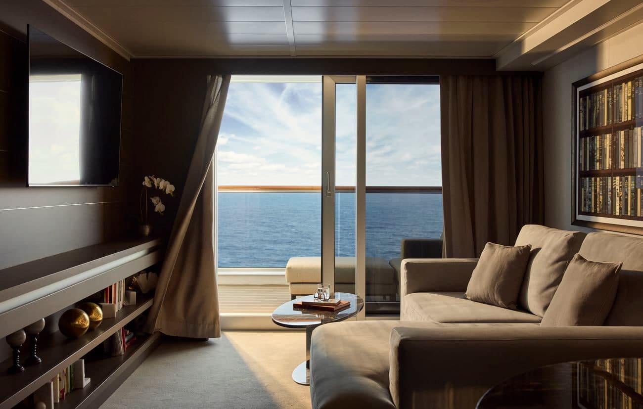 Grand Penthouse living area with private terrace and ocean view