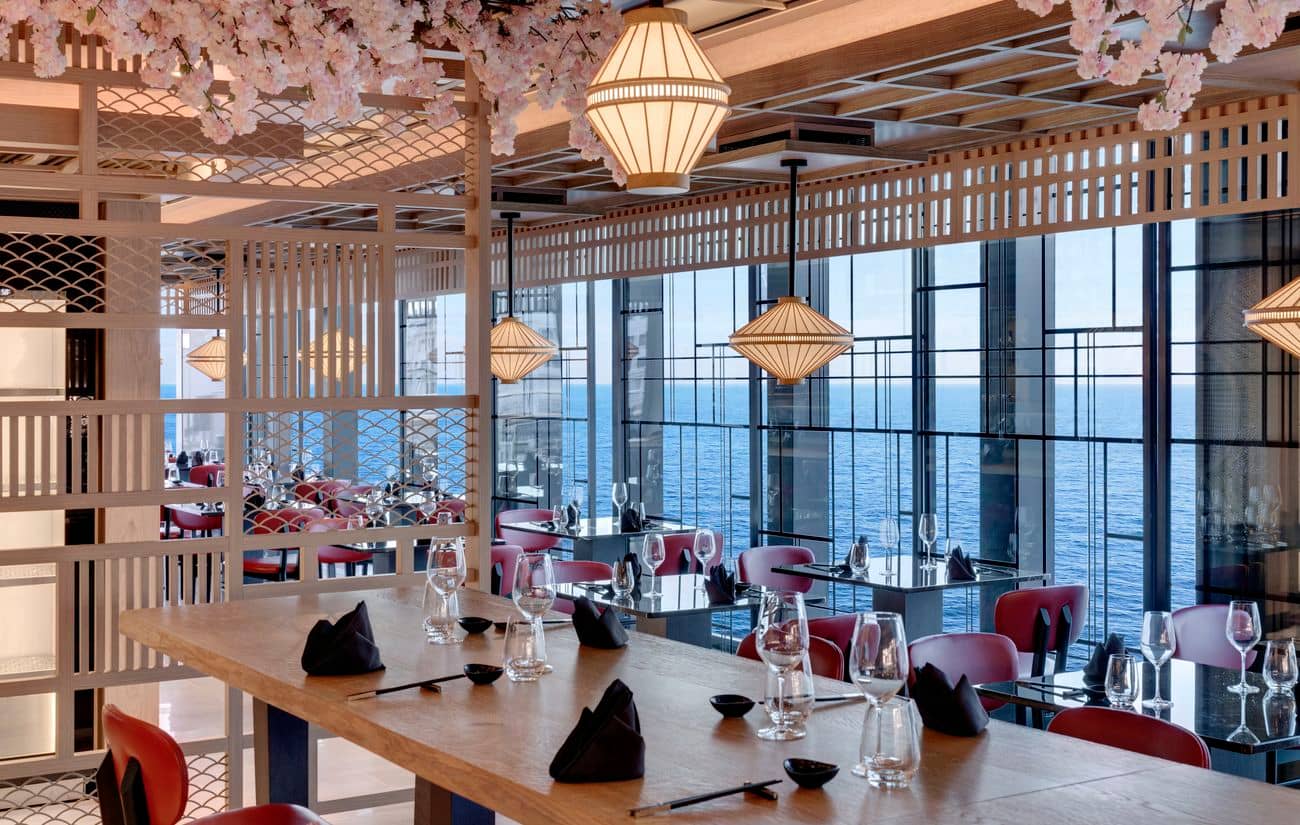 Sakura Asian restaurant with cherry blossoms and panoramic windows