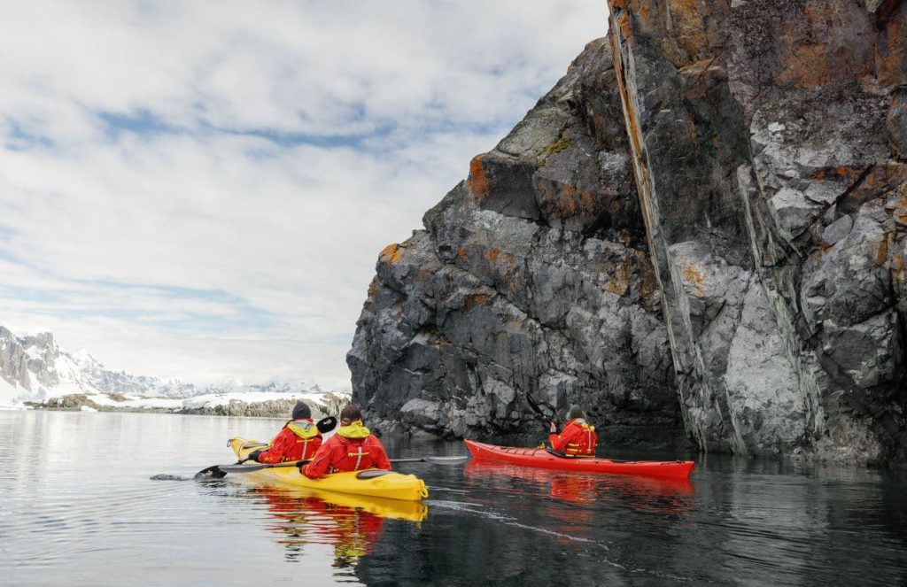 Kayaking near Winter Island in Antarctica