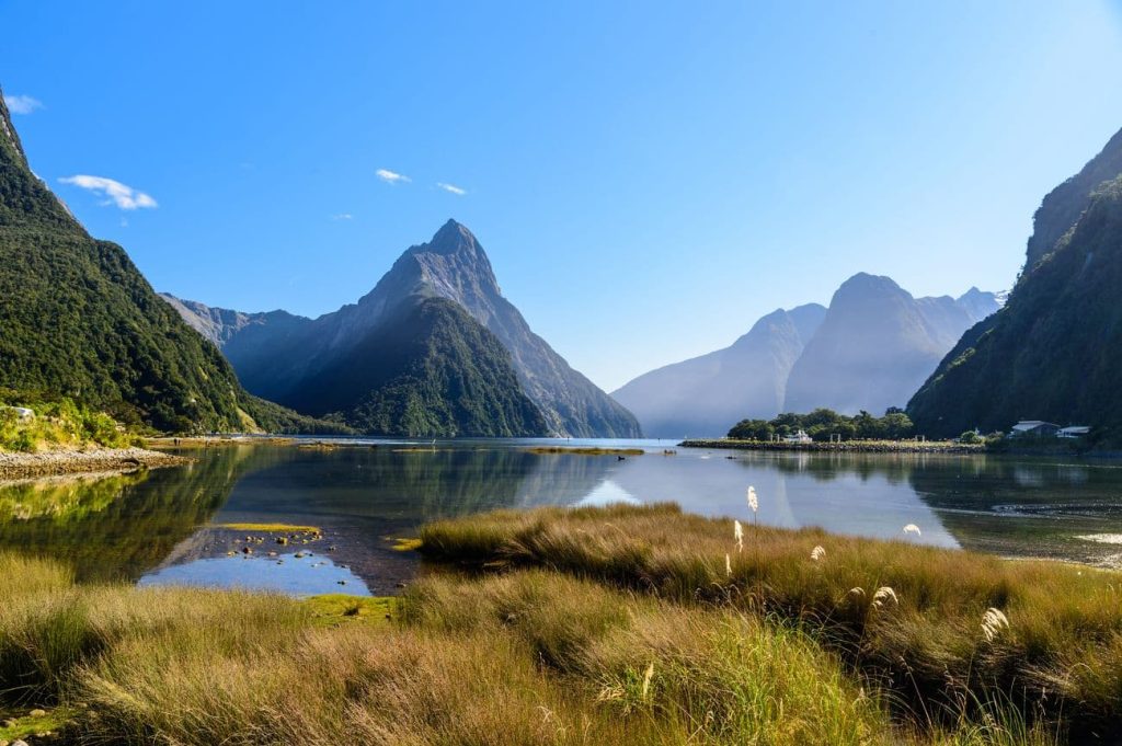 Milford Sound mountain scenery featured on the Seabourn Quest 2029 World Cruise itinerary