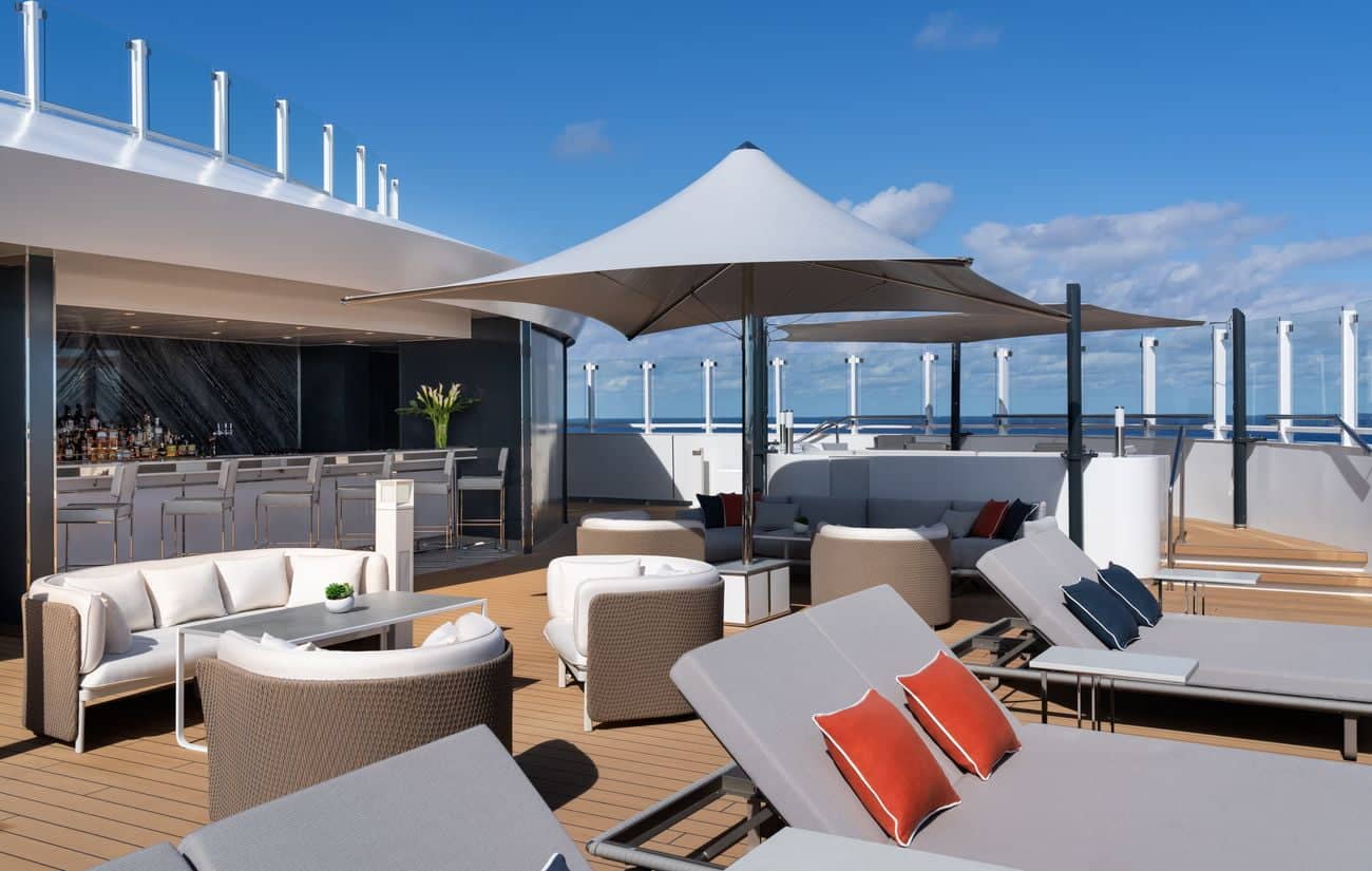 Ilma Observation Terrace with shaded seating, loungers and an outdoor bar