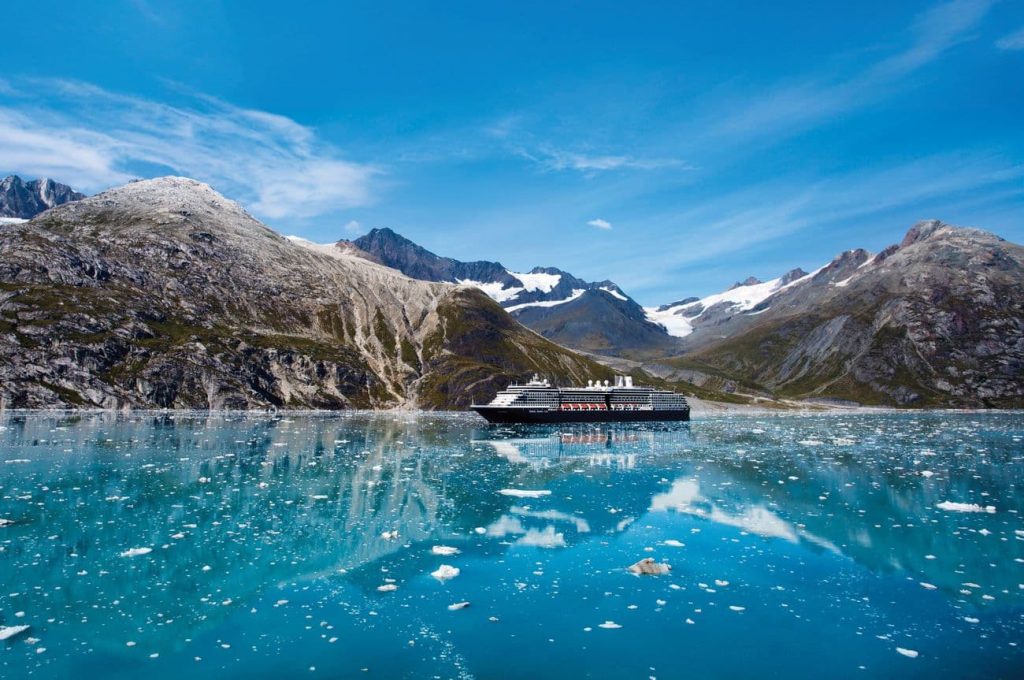 Westerdam sails through Glacier Bay during Alaska cruise season 2027